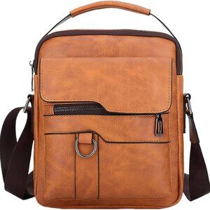 Small Crossbody Bag, Mens Shoulder Bag, Vintage leather Bag Office Business for